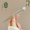 Grampo de cabelo de flor de magnólia, grampo de cabelo de estilo antigo, acessório de cabelo Hanfu, acessório de cabelo de cheongsam para mulheres, grampo de metal com pérola e franja, grampo de cabelo de jade