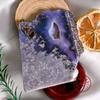 Ágata de cristal natural mineral multi-material adornos con logo piedra ágata flor de cerezo azul cristal pulido adornos de escritorio para oficina