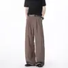 Pantalones Rectos de Caída Sólida Color Retro Japonés de Alta Calidad para Hombre, Versátiles para Primavera/Otoño, Frescos, Resistentes a las Arrugas, de Longitud Completa