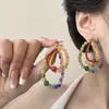 Brincos Coloridos com Pedras em Blocos de Cor Dopamina para Mulheres 2025 Novo Estilo Luxo Leve Design de Nicho Brincos Doces