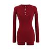 Conjunto de Dos Piezas de Estilo Americano Retro Spice Girl Suéter de Cuello Redondo con Botones de Manga Larga Camiseta Ajustada de Cadera Cintura Alta Pantalones Cortos Básicos