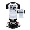 Roupa de Treino para Boxe, Shorts de Muay Thai, Conjunto de Duas Peças de Manga Curta para Homens e Mulheres para Treino Profissional de UFC Sanda Fighting MMA