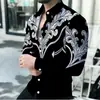 Camisa masculina de manga comprida estampada, novo estilo, primavera e outono, best-seller transfronteiriço, em tamanhos europeus