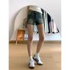 Shorts Jeans Americano Azul Retrô Plus Size Verão Feminino Gordura mm Cintura Alta Efeito Emagrecedor Linha A Elástico Reto Hot Pants