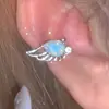 Super Hada Alas de Ángel Clip para Oreja Temperamento Femenino Pequeño y Exquisito Clip para Cartílago de Oreja de Cristal Azul Dulce y Fresco Colgante de Oreja Versátil
