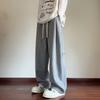 Calça Reta de Perna Larga Estilo Americano Masculina com Cordão Pesado Calça Esportiva Primavera e Outono Calça de Moletom Marca de Moda Solta Casual Longa