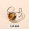 Anillo de acero de titanio con micro incrustación de piedra natural, anillo de moda para mujer, anillo abierto, ágata roja, cristal, jade, joyería de mano, venta al por mayor