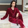 Pijama de Terciopelo para Mujer, Nuevo Estilo de Invierno, Conjunto de Manga Larga de Talla Grande de Alta Gama, Ropa de Casa Retro de Lujo Ligero Francés para Primavera y Otoño