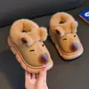 Zapatos de algodón para niños capibara, colección otoño e invierno, parte superior de cuero EVA, impermeables, para niños, pantuflas de interior con diseño de talón cerrado