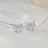 Moda Verano Nuevo Lujo Ligero Completamente Incrustados de Diamantes Lazo Pendientes Pequeños Temperamento Dulce Suave Versátiles Pendientes Pequeños Venta al por Mayor