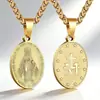 Produto transfronteiriço mais vendido da Amazon: Colar com pingente de medalha cruz retrato dupla face em aço inoxidável para homens e mulheres, atacado