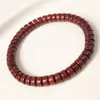 Pulsera Sencilla Pequeña de Sándalo Natural Joyería Sándalo de Sangre Pulsera de Cuentas de Buda de Pastilla de Círculo Único Madera Sándalo Rojo de Hoja Pequeña Africana