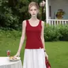Camisola acanalada de color liso para mujer Tongyuan para verano, adecuada como prenda exterior, top base sin mangas con un toque de alta gama