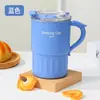 Taza de Café de Acero Inoxidable 304 de Grado Alimenticio Transfronteriza, Taza Portátil de Doble Capa para Oficina con Tapa y Asa, Taza