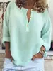 2025 Amazon Primavera y Otoño Nuevo Estilo Europeo y Americano Color Sólido Casual Holgado Manga Larga Algodón Lino Camisa en Stock Camisa Amazon