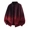 2026 Nuevo Suéter de Punto Cruzado Otoño/Invierno para Hombre, Holgado, Cuello Alto, Color Degradado, Cárdigan Informal Juvenil
