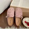 Chinelos Fechados com Solado Grosso Estilo Retrô Mais Vendidos para Mulheres, Uso Externo de Verão, Novo Estilo 2026, Combina Bem com Saias, Meio Chinelos Rosa, Sapatos Birkenstock