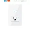 Interruptor de panel estándar de EE. UU. Tuya, Interruptor táctil inteligente WiFi estándar de Brasil Tuya + enchufe con medición, Alexa