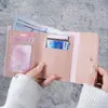 Billetera Corta Simple para Mujer Clip para Boletos de Estudiante Bolso de Tarjetas Multifunción Monedero 30% Plegable Ultradelgada Billetera Brillante