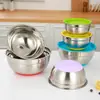 Tazón de ensalada de acero inoxidable con base de silicona, tazón mezclador engrosado, tazón de ensalada, tazón mezclador para hornear con escala