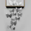 Decoración de mariposa de papel con simulación tridimensional 3D, accesorios de joyería de mariposa hueca tridimensional con textura metálica, pegatinas de pared para el hogar al por mayor