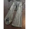 Jeans de Trabajo Desestructurados de Corte Diagonal Modernos para Hombre, Pantalones Rectos Holgados de Calle Retro Americano Geniales Ligeramente Acampanados