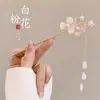 Novo Estilo 2025 Presilha de Cabelo Estilo Antigo para Mulheres, Acessório de Cabelo Novo Estilo Chinês Hanfu, Presilha de Cabelo de Madeira com Flor e Borla, Presilha de Cabelo, Ornamento de Cabelo