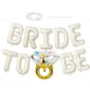 Bestseller transfronterizo Decoración para despedida de soltera BRIDE anillo de diamante globos en forma de corazón adecuados para arreglos de despedida de soltera