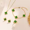 Nuevo Set Coreano Japonés de Flor de Cuatro Hojas con Diamantes para Mejores Amigas Moda Estilo Lujo Ligero Set de Cuatro Piezas Venta Caliente Transfronteriza Joyería al por Mayor
