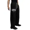 Pantalones casuales de moda hip-hop de alta calle transfronterizos de AliExpress para hombre, ajuste holgado de verano, estilo de pierna recta de nicho, en stock, pantalones largos versátiles