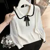 Camiseta de Manga Larga con Cuello de Muñeca para Mujer Otoño/Invierno 2026, Top de Punto de Seda Helada, Blusa Elegante, Camiseta Básica