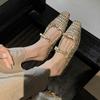 Pantuflas Tejidas Cómodas Gigantes Marea de Verano para Mujer Altura Aumentada 4cm Huecas Transpirables Media Muela Zapatos de Muela Planos Sandalias Artísticas