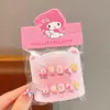 Novas Unhas Infantis Removíveis Vestíveis na Caixa para Meninas, Adesivos de Unha Removíveis, Adesivos de Unha Exquisitos de Desenho Animado, Peças de Unha
