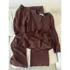 Pijama feminino de manga longa estilo coreano com estampa de coração Maillard, nova coleção outono 2026, conjunto de loungewear macio e amigo da pele