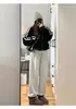 Calça de Moletom Grossa Cinza com Forro de Lã do Nordeste para Mulheres, Tamanho Petite, Calça para Primavera e Outono Inicial, Roupa de Harbin