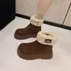 Botas de Nieve Forradas de Piel 2026 Estilo Coreano de Moda para Mujer Venta Caliente de Invierno Botines Cortos con Felpa Suela Gruesa Botas de Algodón Ligeras