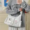 Bolso ita estilo japonés Y2K para mujer, bolso de hombro transparente con retazos de gran capacidad, bolso cruzado dulce para niñas y estudiantes de secundaria