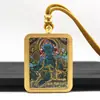 Tangka de Acero de Titanio Dorado Pintado a Mano Parcial, Tara Verde, Tara Blanca, Buda de la Medicina Tangka, Amuleto de Buda Portátil, Productos Culturales y Creativos de Templos