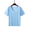 Camiseta de Hielo de Seda para Hombre, Cuello Redondo, Manga Corta, Sin Marca, Elástica, Deportiva, Base, Pijama para Casa, Color Sólido, Verano