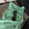 Spice Girls Ajustado I-Shovel Sling Top Corto de Verano sin Mangas con Ombligo Descubierto para Mujer Ropa Exterior Chaleco Tejido Bm Menta Ondas