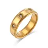 Anillo Popular de Moda Simple Europeo y Americano Joyería Diseño de Nicho Acero Inoxidable Chapado en Oro 18K Anillo de Estrella con Circonita