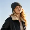 Chapéu de Lã Europeu e Americano Transfronteiriço Slouchy Estilo Wasteland Chapéu de Tricô com Aba Rebatida Plissado Gorro Tendência Estilo Preguiçoso Chapéu de Lã