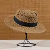 Chapéu de Copa Reta, Chapéu de Novo Estilo, Chapéu de Palha Trançado à Mão com Furos para Homens e Mulheres, Chapéu de Sol para Proteção Solar ao Ar Livre no Verão