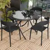 Mesas y Sillas de Exterior para Patio, Ocio al Aire Libre, Terraza Abierta, Sillas Engrosadas, Mesa de Comedor, Mesa de Café para Balcón, Mesa Redonda, Impermeable