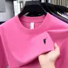 Camiseta de manga corta para hombre, cuello redondo, 100% algodón puro, nueva moda verano 2026, logo de caballo bordado, top absorbente de sudor y transpirable
