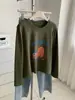 Camiseta Larga de Algodón Cepillado con Estampado de Dibujos Animados Lindos Estilo Coreano para Mujer 2026 Otoño Nueva Holgada Versátil Estilo Ins Superior