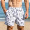 Shorts Masculino de Pongee com Estampa Digital de Quatro Partes e Cadarço Tamanho Europeu Moda Casual Roupa de Férias na Praia