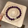 Pulseira de Franja com Contas de Ametista Natural e Cristal Pulseira de Luxo Leve High-End Nova Moda Chinesa Joia para Mulheres