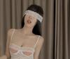 Sexy perspectiva malha de renda preta e branca com borda de renda máscara de olho paixão engraçada tentação venda de olhos amarrada brinquedos sexuais preto e branco