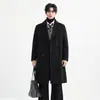 Suministro exclusivo transfronterizo de abrigos de lana para hombre de otoño e invierno, gabardina de lana de doble botonadura extralarga con cuello de solapa, chaqueta para hombre
